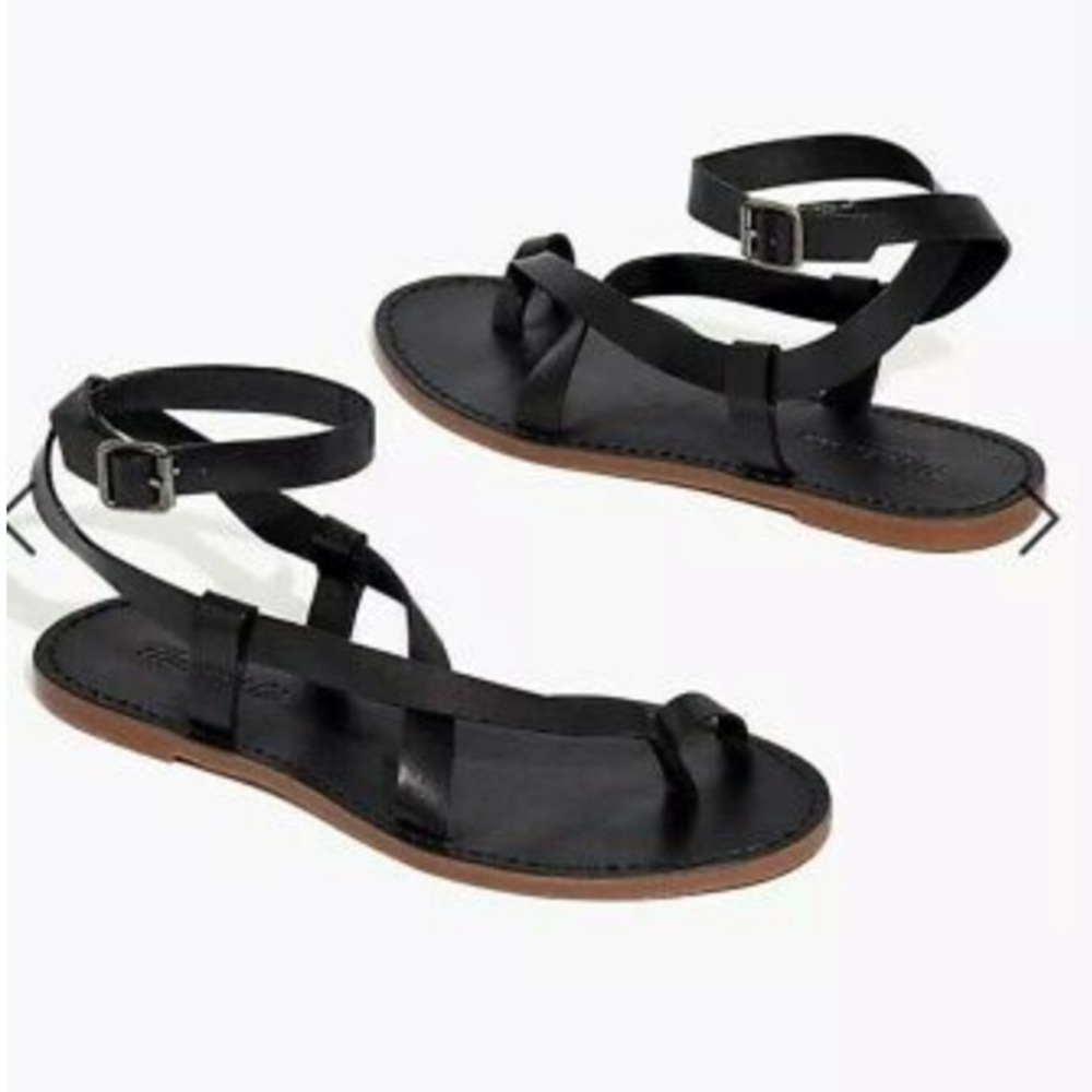NWT Madewell Black Leather Boardwalk Bare Sandal